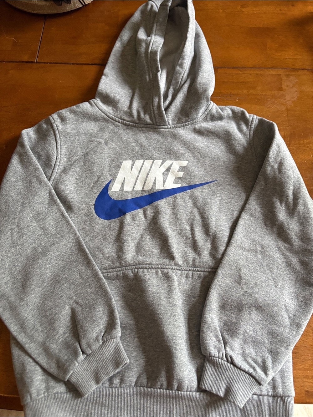 Nike Grey Crewneck Hoodie with Blue Swoosh
